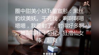 圈中甜美小妖Ts董宣彤：黑丝豹纹美妖。干死我，啊啊啊嗯嗯嗯，我要射了，射得好多啊。被哥哥狂干菊花、狂撸仙女棒，超爽！